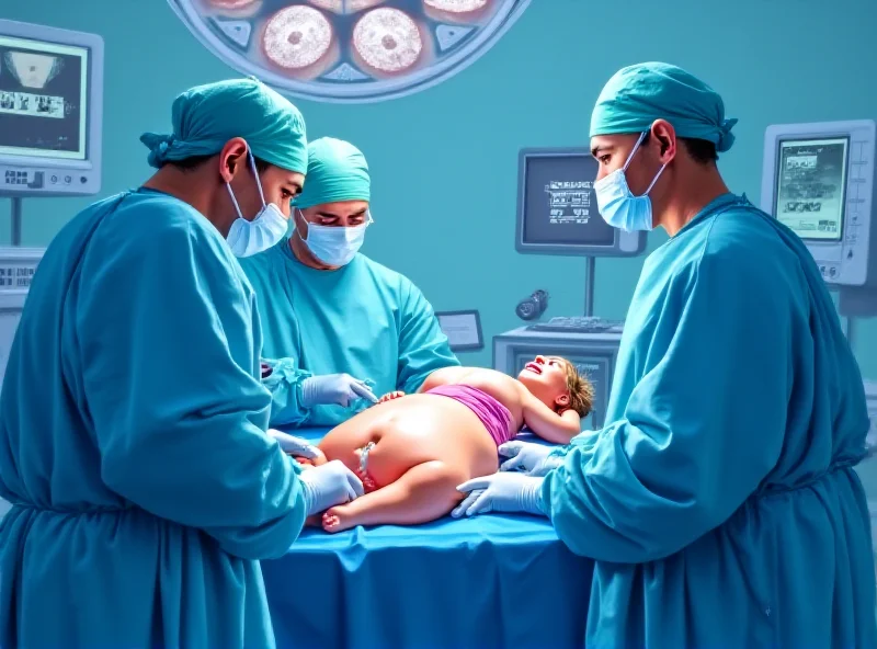 Illustration of a uterus transplant surgery.