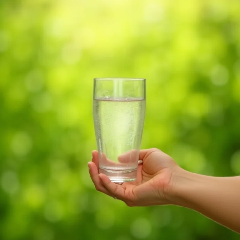 A person holding a glass of water, symbolizing sobriety and healthy choices.