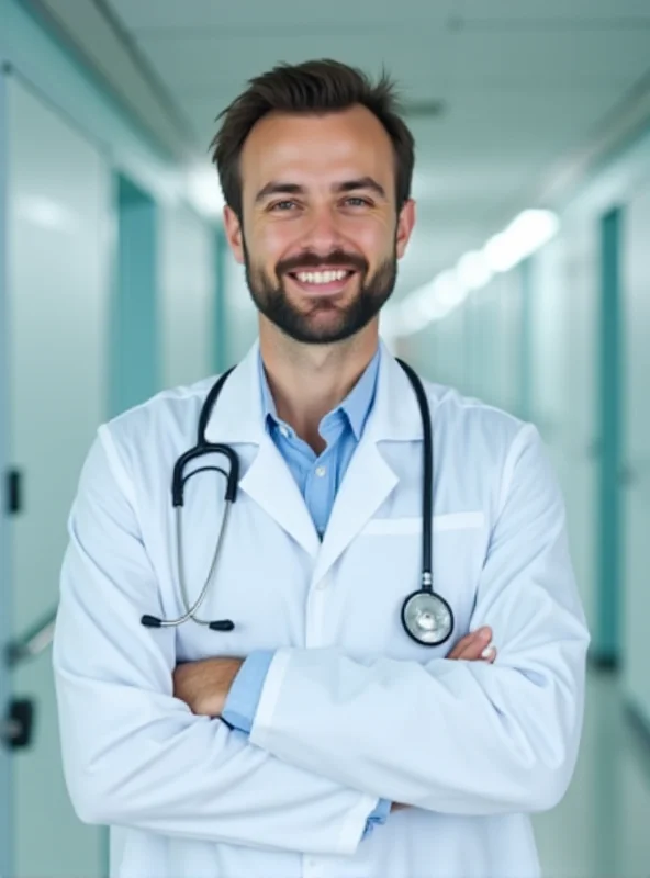 A doctor in a white coat with a stethoscope.