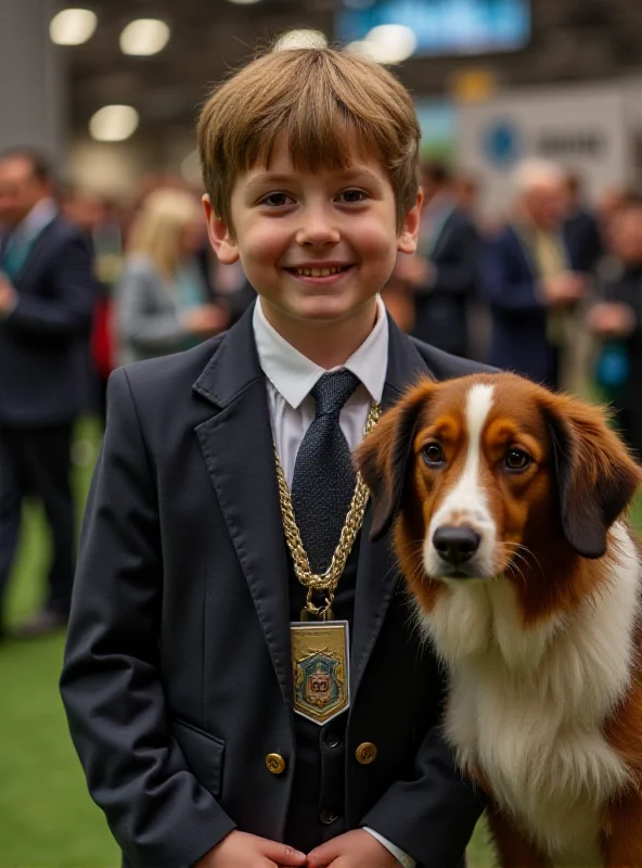 A six year old boy with his dog at Crufts.