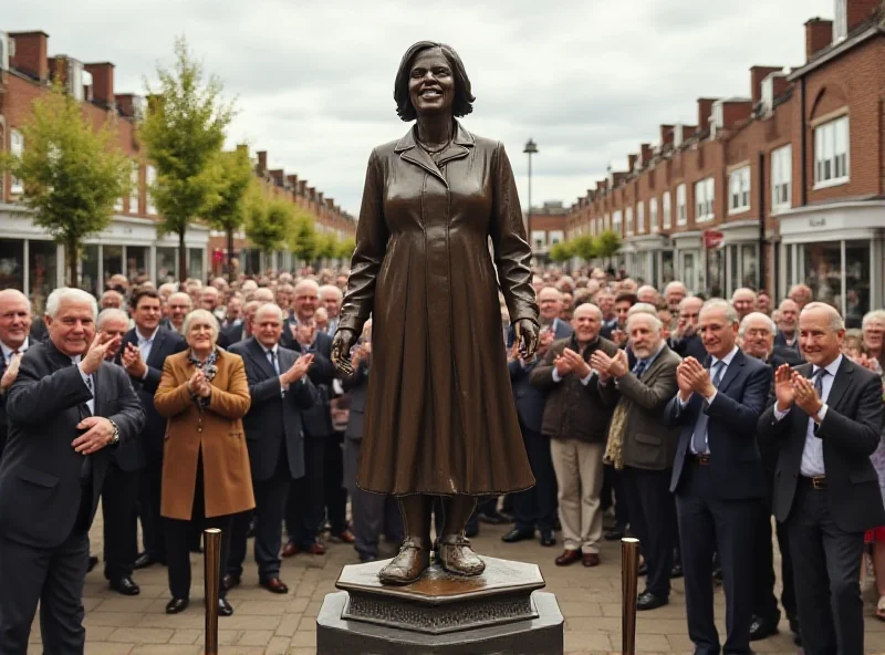 The restored Victoria Wood statue being unveiled in her hometown.