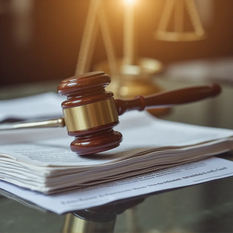 Close-up image of legal documents with a gavel in the background, symbolizing the legal proceedings and investigation surrounding the coup allegations.