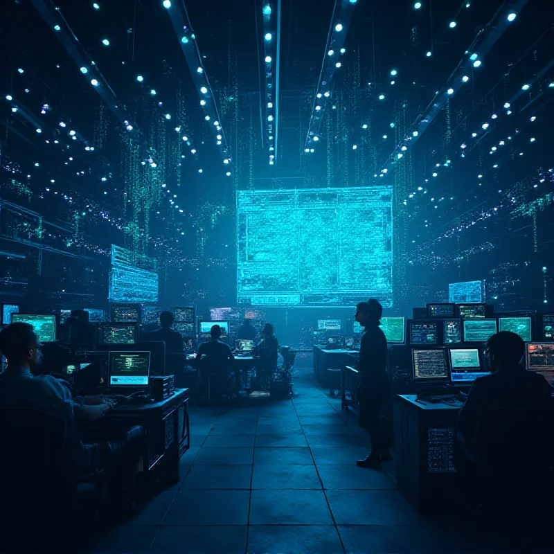 Abstract representation of Artificial Intelligence in a film production setting.