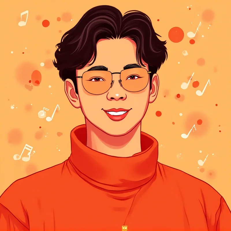 A stylized portrait of Hong Kong singer Khalil Fong, with a warm, inviting smile. The image is overlaid with musical notes and streaming icons to represent his continued streaming success.