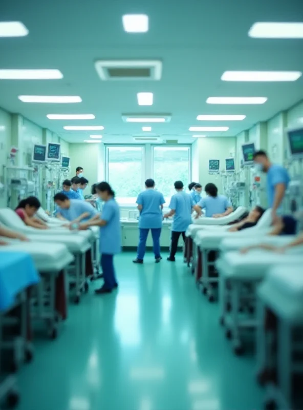 Interior shot of a busy Hong Kong hospital ward