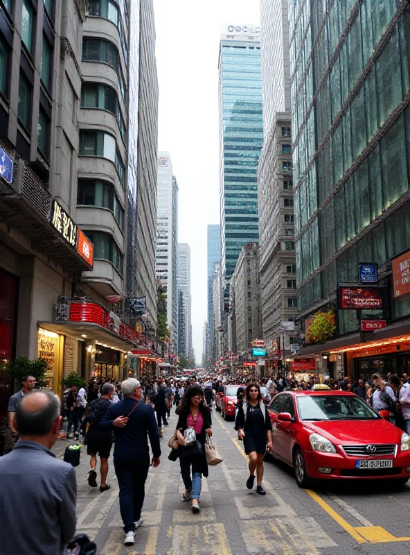 A busy street scene in Hong Kong's financial district