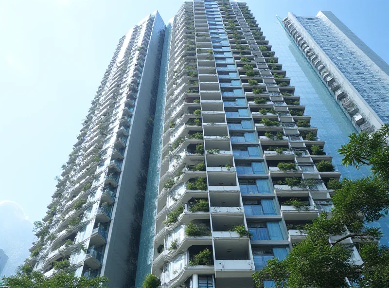 A modern apartment building in Hong Kong.