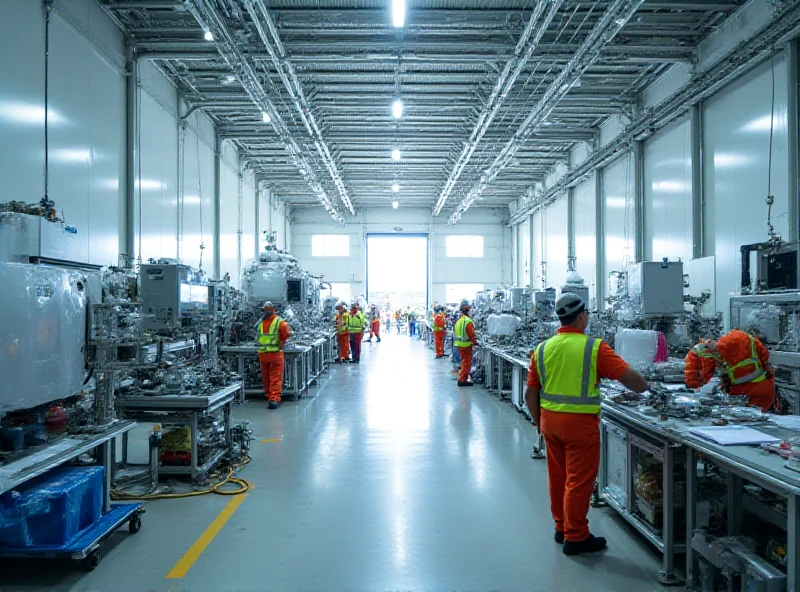 A modern industrial facility with airplanes being processed and disassembled, highlighting the advanced technology and job creation associated with the new aircraft processing plant in Hong Kong.