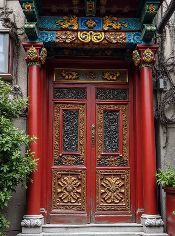 Close up image of a historic Hong Kong temple with intricate details