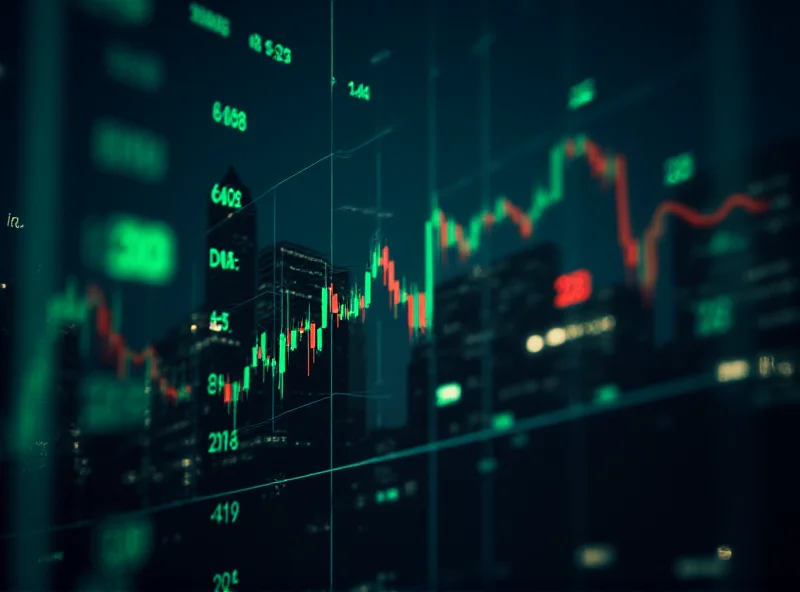 Image of a stock market ticker displaying various stock symbols and fluctuating numbers, representing investment activity.