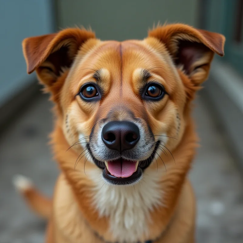 A happy rescued street dog in Thailand, looking healthy and well-cared for.