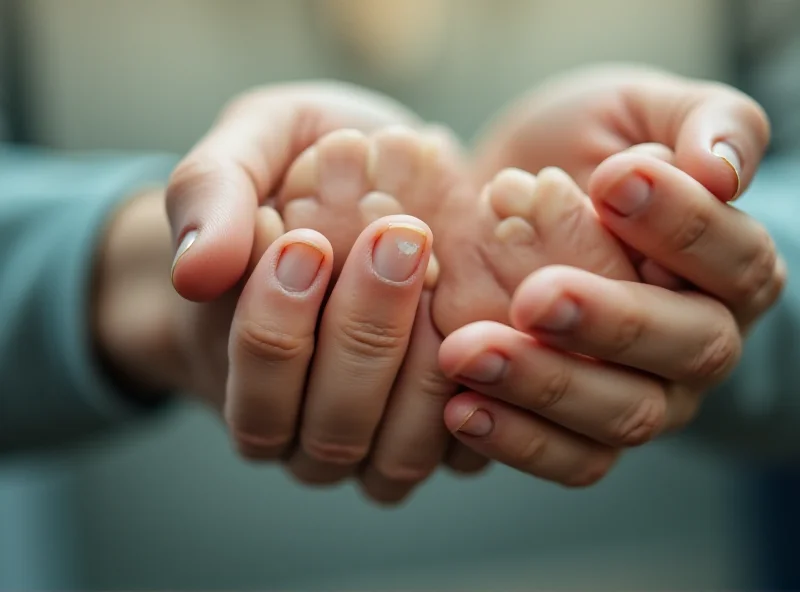 A comforting hand holding another hand in a hospital setting