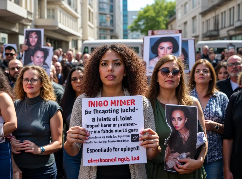 A group of people holding signs with photos of missing people, possibly hostages, at a rally. The signs are in multiple languages.