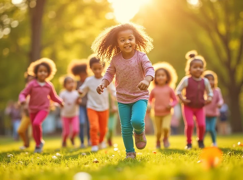 A group of children wearing colorful leggings from Old Navy, playing in a park.