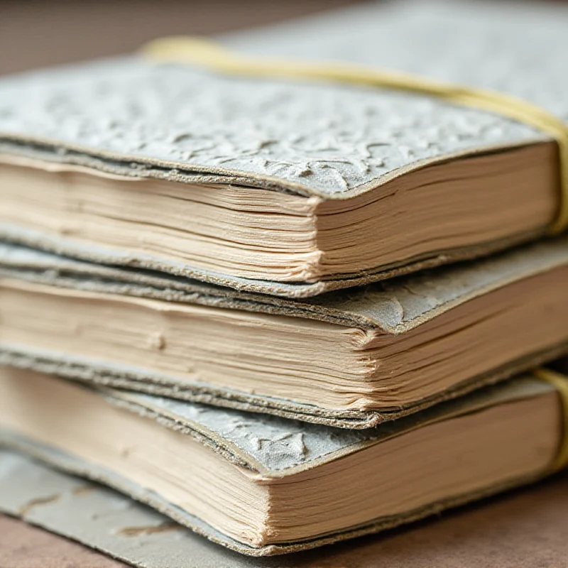 A stack of three interactive sensory journals with different tactile covers and embossed details.