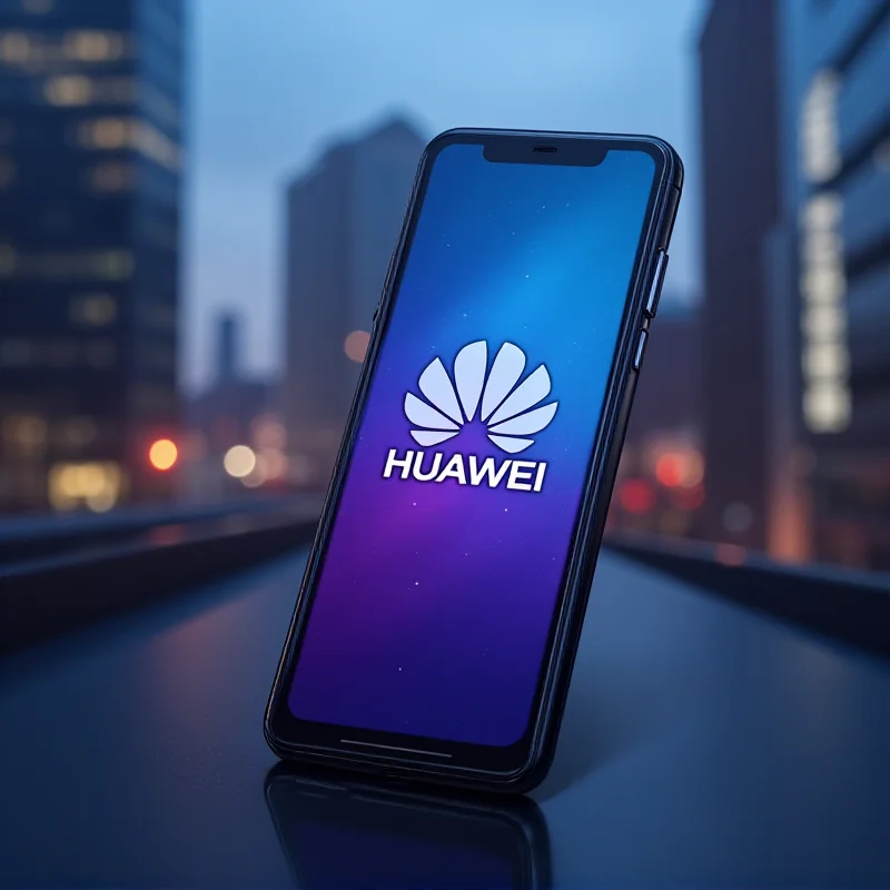 A sleek, modern smartphone with a vibrant display showcasing the Huawei logo.