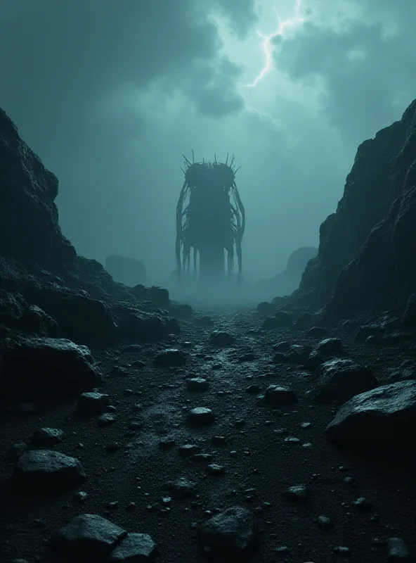 A dark and eerie landscape reminiscent of the Alien movie franchise.