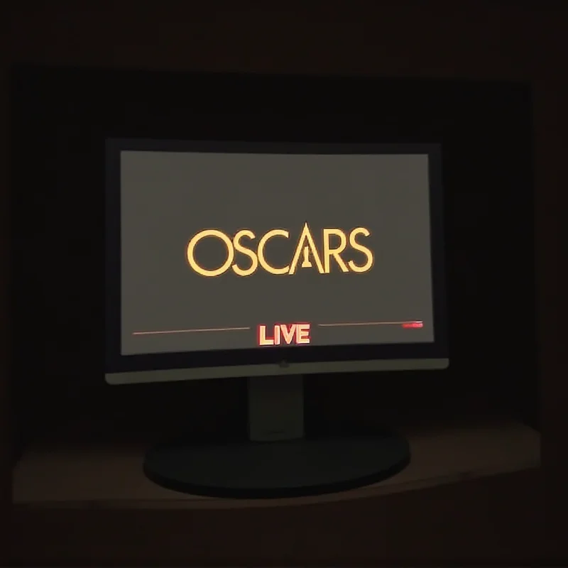 A screen displaying the Oscars logo with a 'Live' indicator and buffering symbol.