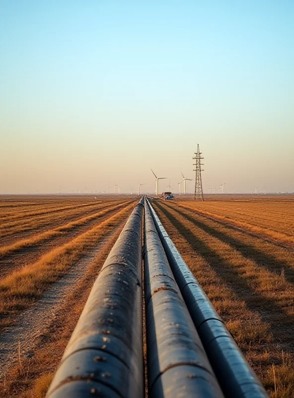 Oil and gas pipelines stretching across a landscape