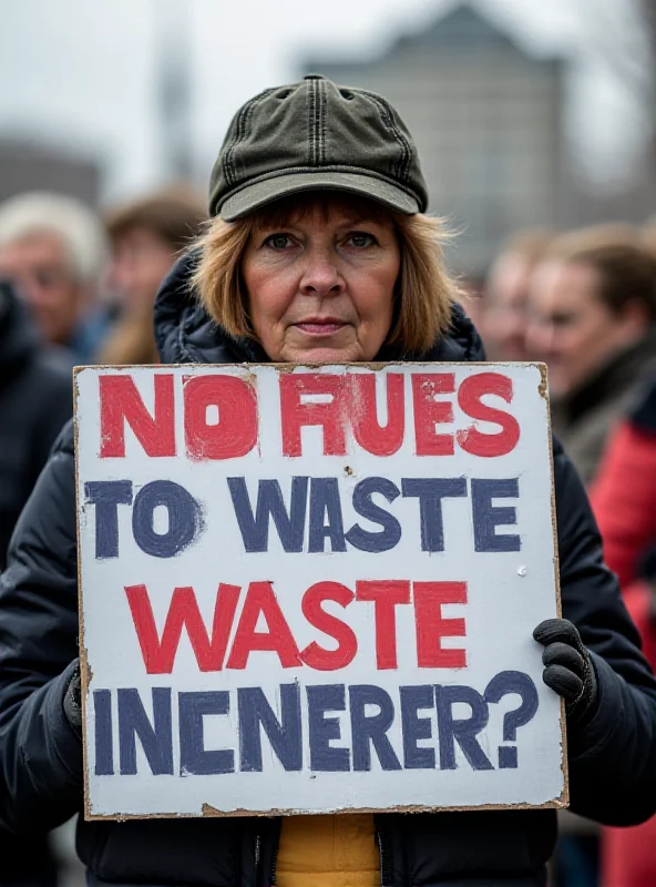 A protest sign expressing opposition to the waste incinerator near Dudince, held by a local resident.