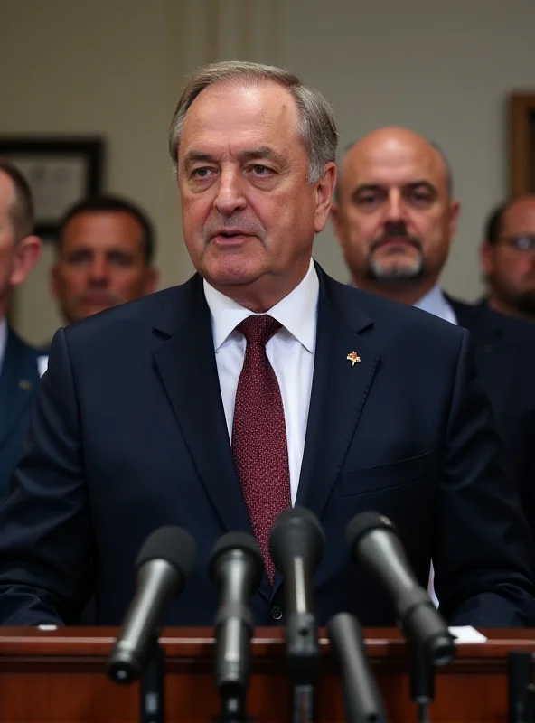 Kamil Šaško, Minister of Health, speaking at a press conference. He is standing behind a podium with microphones, wearing a professional suit and tie. The background is blurred, showing other officials and members of the press. The atmosphere is serious and focused.