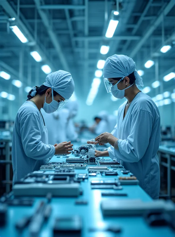 Modern smartphone assembly line in an Indian factory