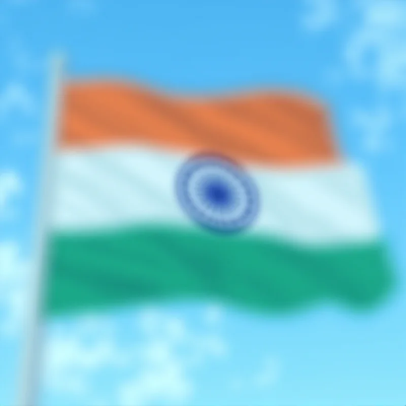 Image of the Indian flag waving in the wind, symbolizing the country's national identity and the need for unity and justice.