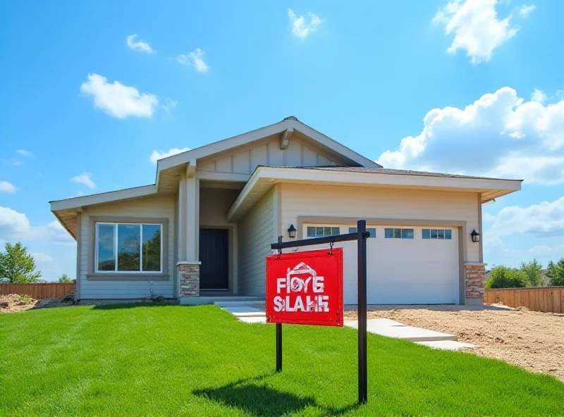 A newly constructed house with a 'For Sale' sign in the front yard, representing the homebuilding sector and its potential for future gains.