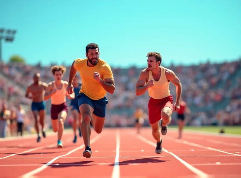 A diverse group of people running a race, representing different levels of speed and athleticism.