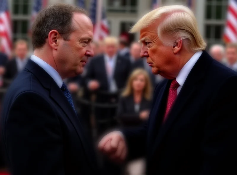 AI generated image of Mark Zuckerberg shaking hands with Donald Trump at an inauguration ceremony.