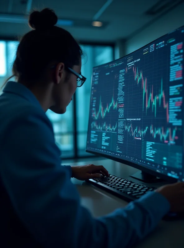 Image of a financial professional analyzing stock market data on a computer screen.