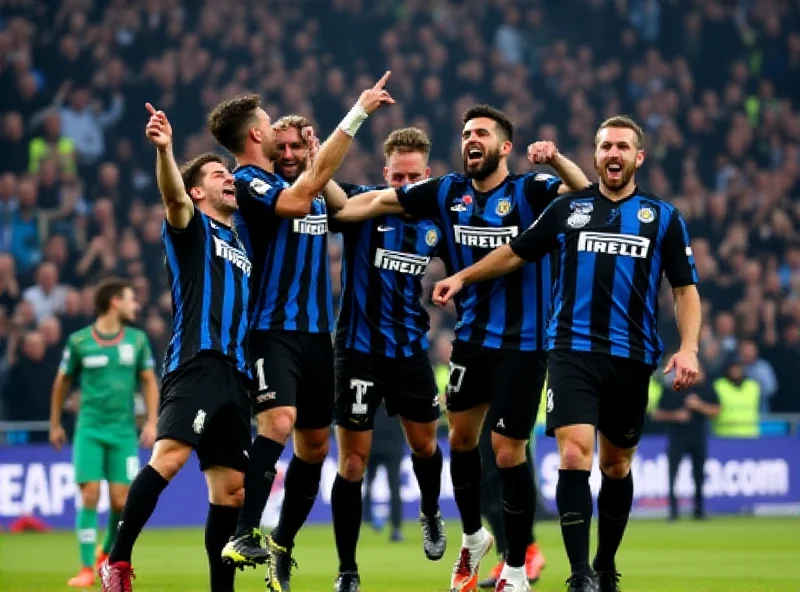 Inter players celebrating a goal