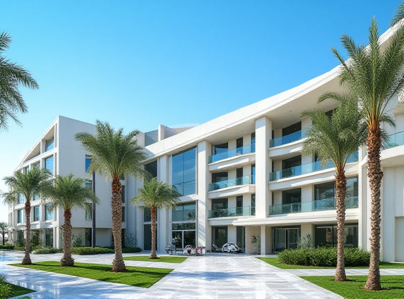 A modern, luxurious five-star hotel exterior with palm trees and a clear blue sky in Kabul, Afghanistan.