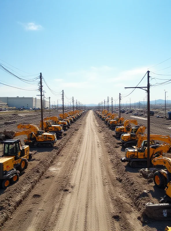 Construction equipment at a United Rentals site