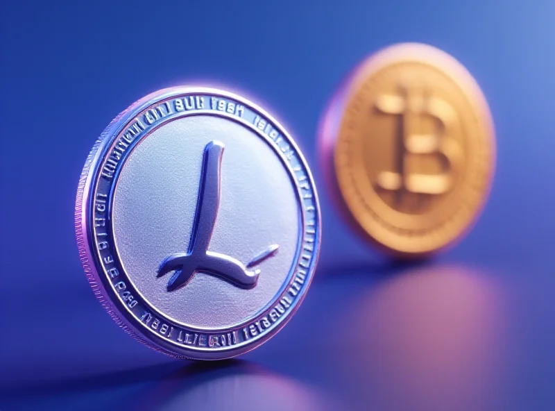 A stylized representation of Litecoin and Bitcoin coins, with Litecoin's coin appearing more prominently in the foreground.