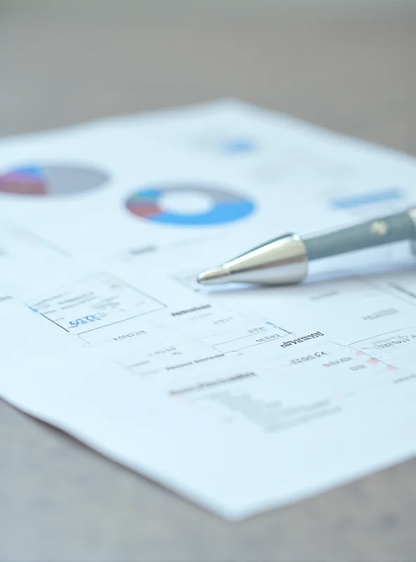 A close-up image of financial reports and a pen on a desk.