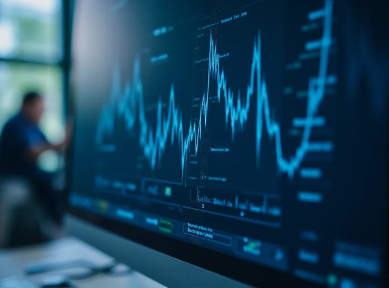 Image of upward trending line graph on a computer screen.