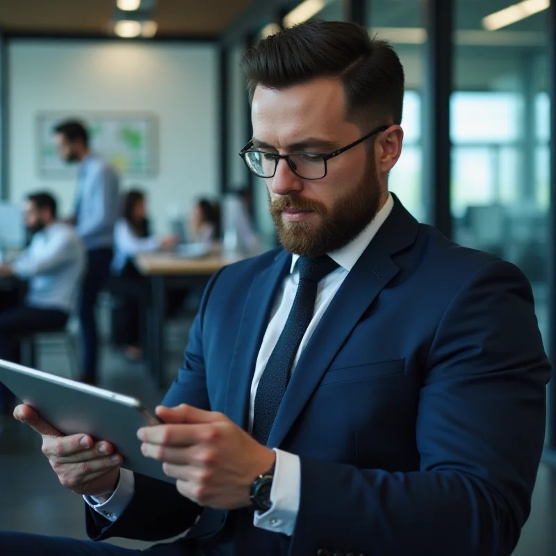 An investor analyzing stock market data on a tablet.