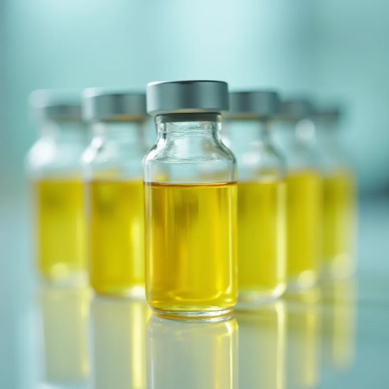 A close-up image of vials containing BCG vaccine, symbolizing the potential shortage and its impact on ImmunityBio's Anktiva.