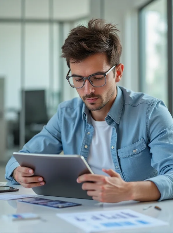 A person carefully considers an investment portfolio on a tablet.