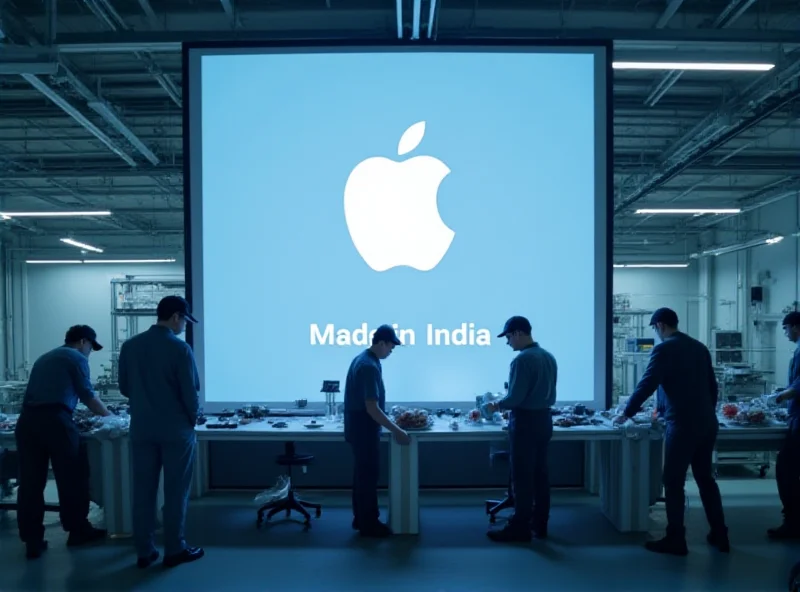 The Apple logo displayed on a screen with the text Made in India underneath.