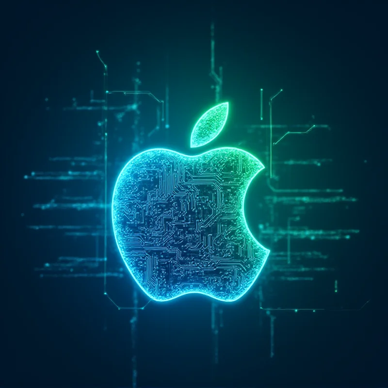 A stylized image showing the Apple logo and the Alibaba logo merging together, with a circuit board pattern in the background, representing the partnership in AI technology.
