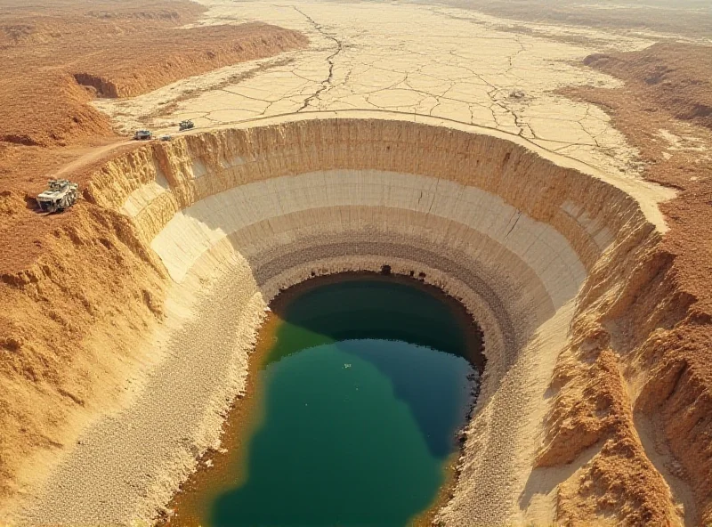 An aerial view of a dried-up dam in Iran, highlighting the severity of the water shortage.