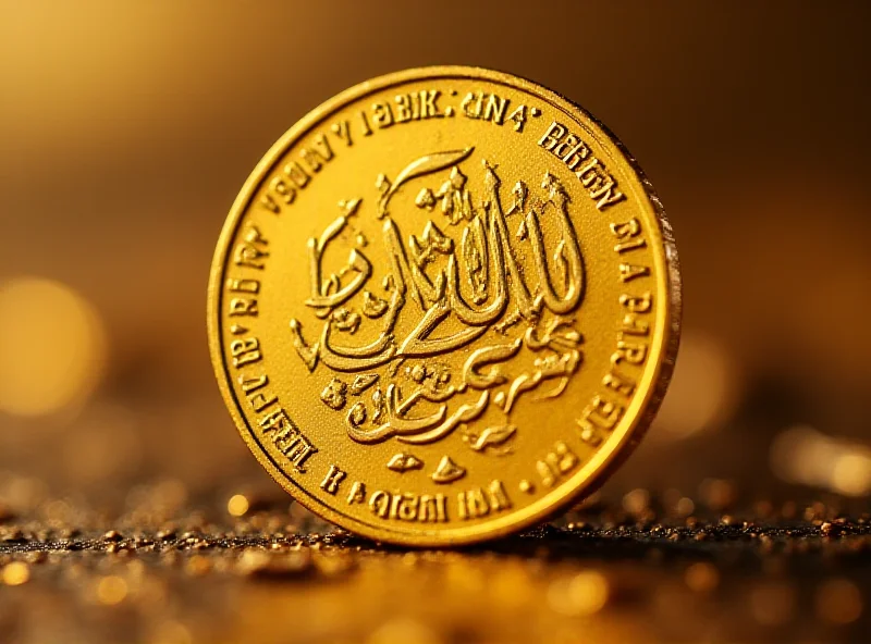 Close-up of a Bahar Azadi gold coin with Iranian script and symbols, reflecting light and showing intricate details.