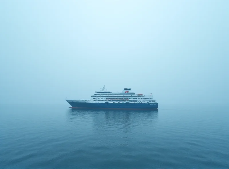 A ferry boat sailing on a calm sea under a cloudy sky