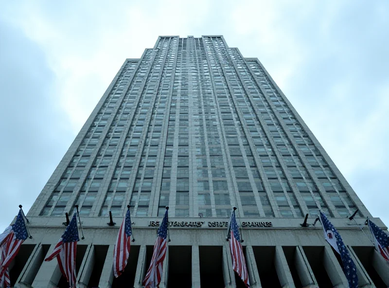 Image of the IRS building in Washington D.C. with a cloudy sky.