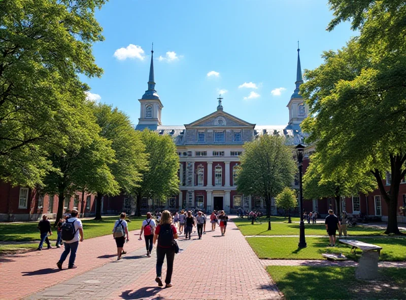 Students walking across Harvard Yard on a sunny day.