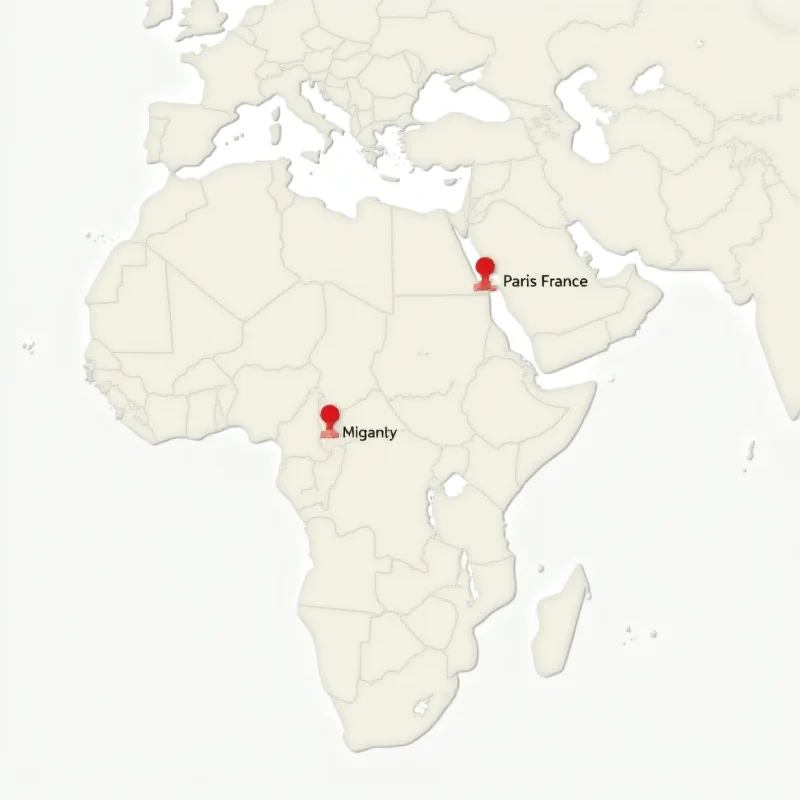 A map highlighting the regions of Syria, Mozambique, Congo, and Paris where these events are taking place.