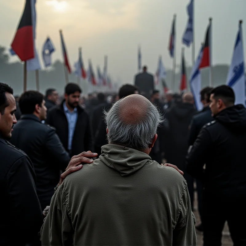 A solemn scene at the funeral of Sziri, Ariel, and Kfir Bibas in Israel.