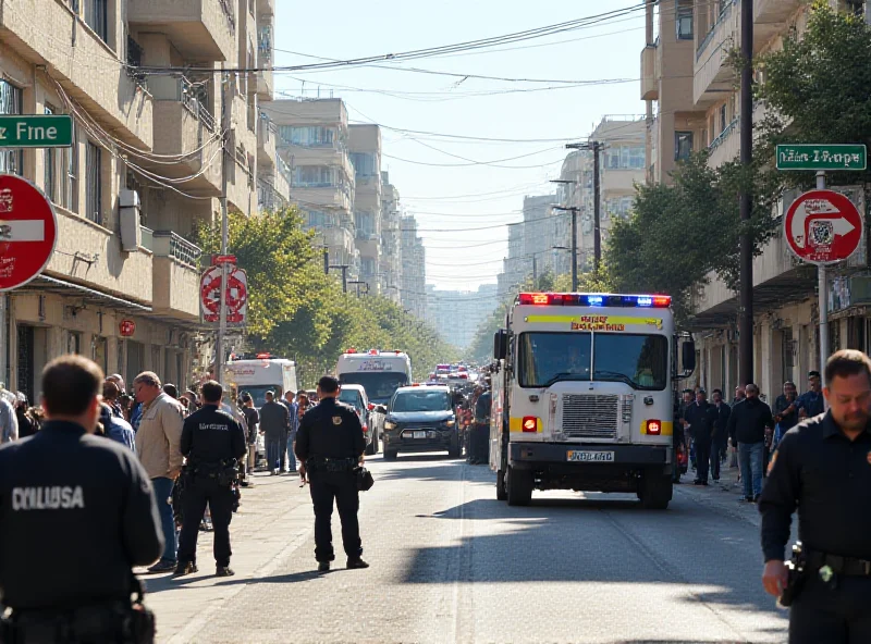 Emergency services responding to a car ramming attack in a city center.